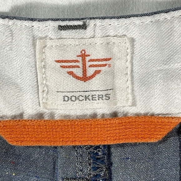 Dockers mens blue basic flat front canvas 10" inseam Bermuda shorts - size 32 - Picture 6 of 11